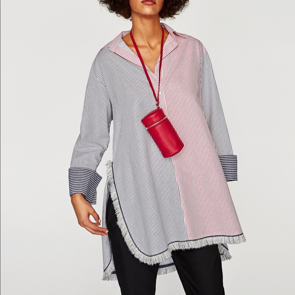 Zara Tunic with Contrasting Stripe and Fringe